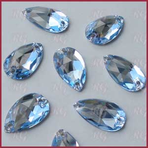 Pear Sew On Light Sapphire Czech Preciosa